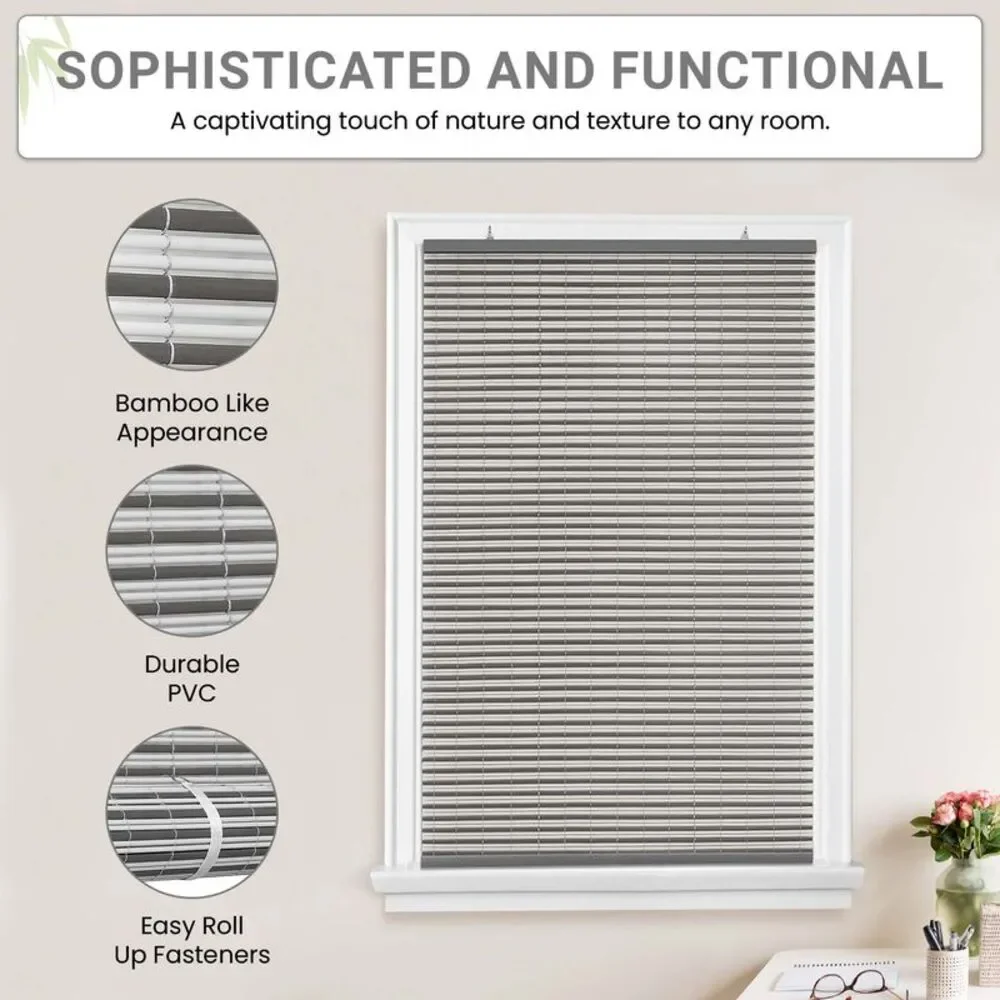 PowerSellerUSA Oval Cordless Blinds, Roll-Up Roller Shades for Windows and